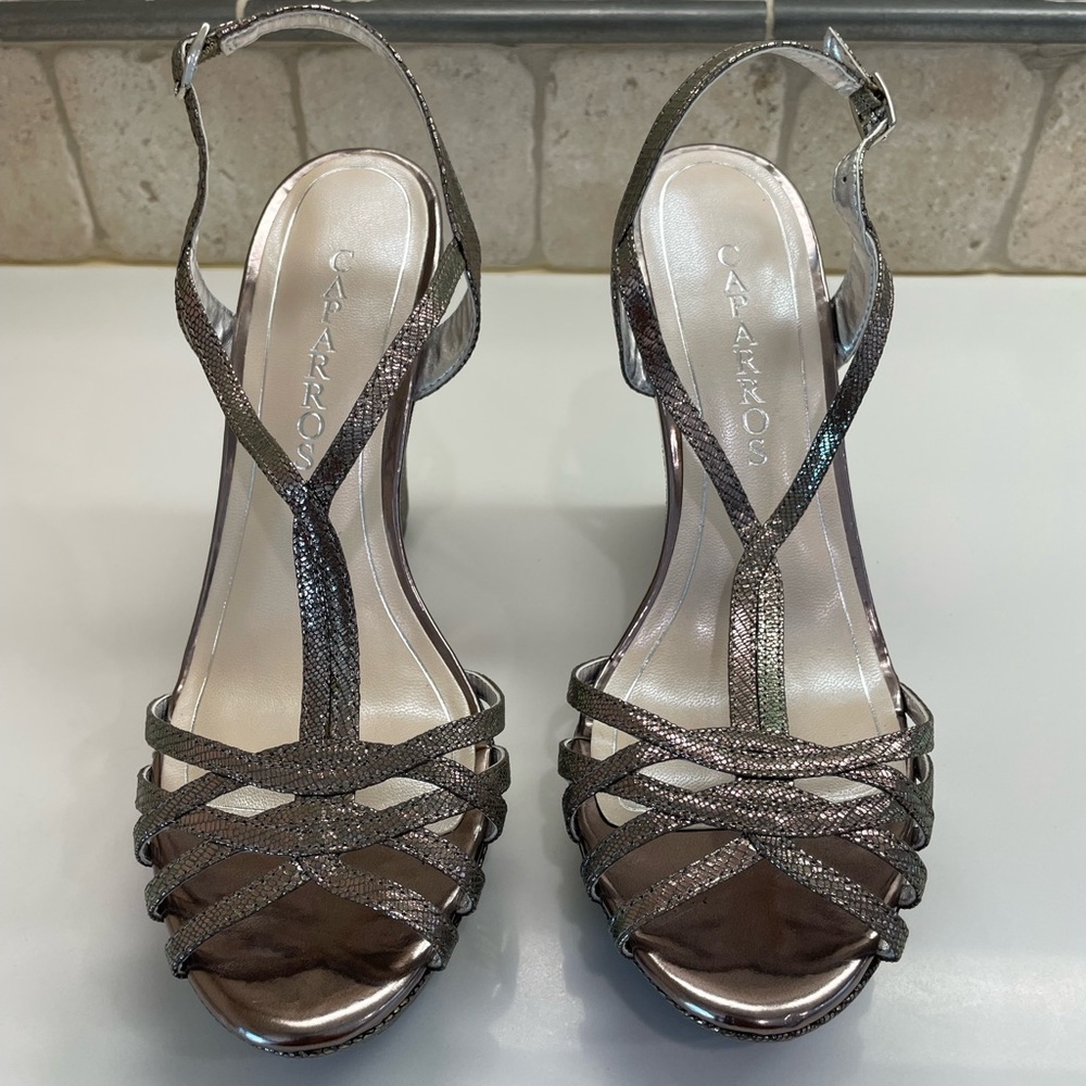 Caparros Metallic Strappy Women's Wedge Sandals - Size 7.5